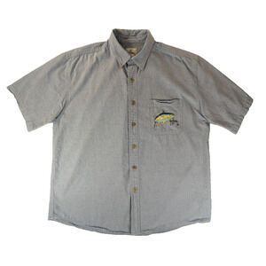 Aftco Bluewater Guy Harvey Shirt XL Men's Button Down Cotton Short Sleeve Pocket